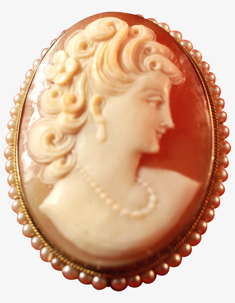 Gold Gilt 800 Silver Vintage Italian Cameo, Seed Pearl - Dents, transparent png download
