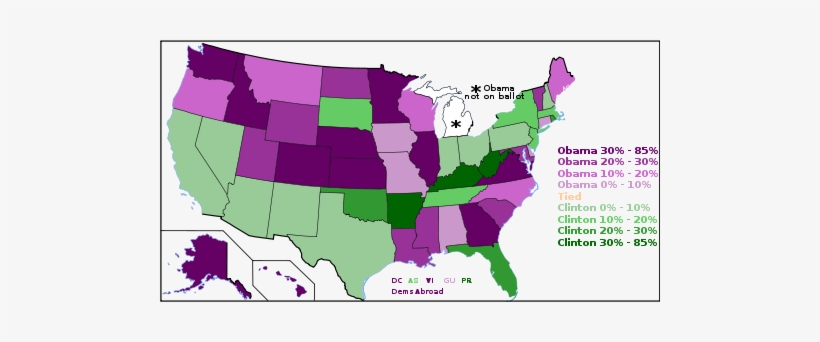 Obama Won The Popular Vote In The Darkest Purple States - Many States Did Hillary Clinton Win, transparent png download