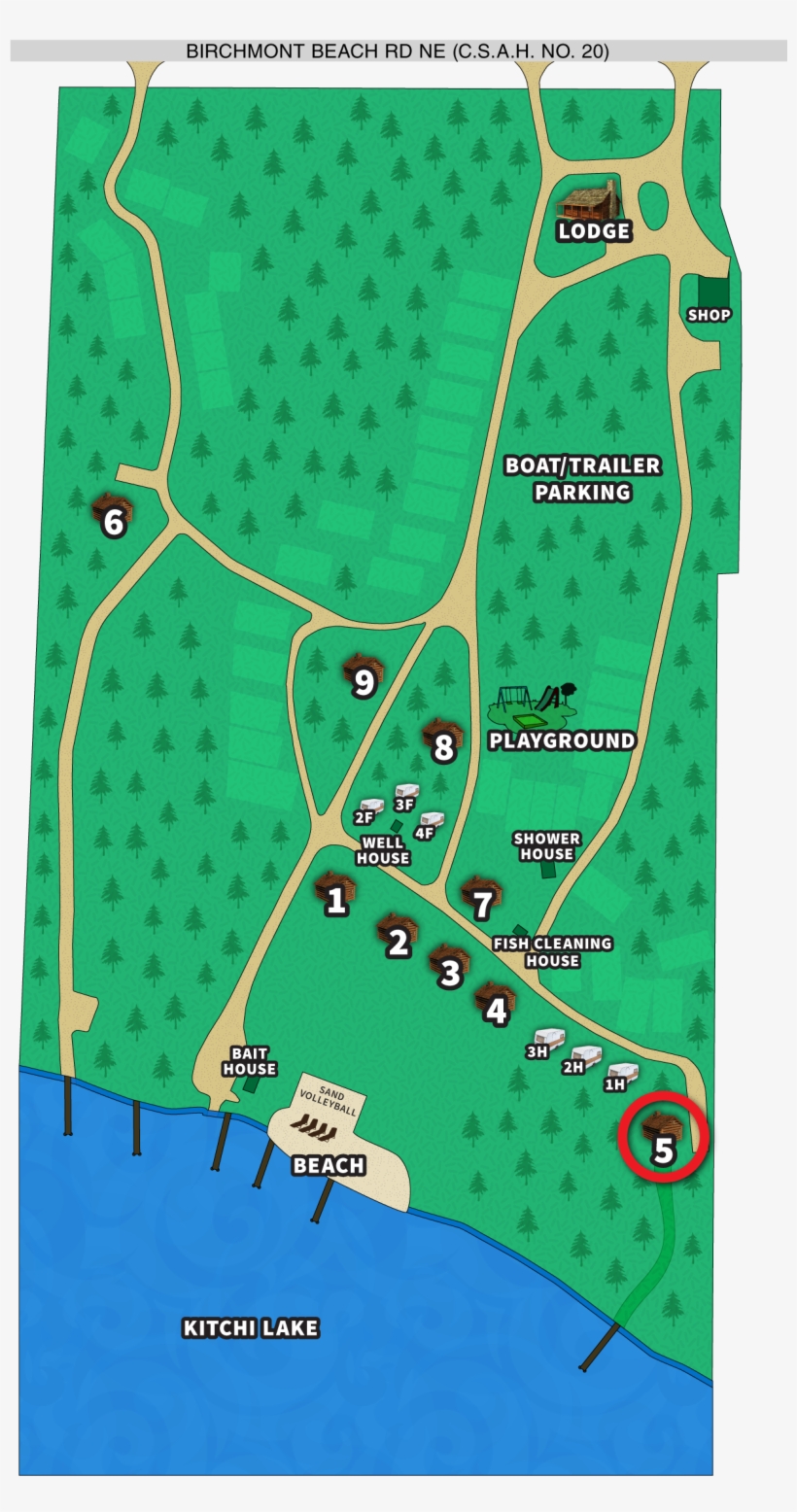Resort Map Indicating Cabin 5 Location - Resort, transparent png download