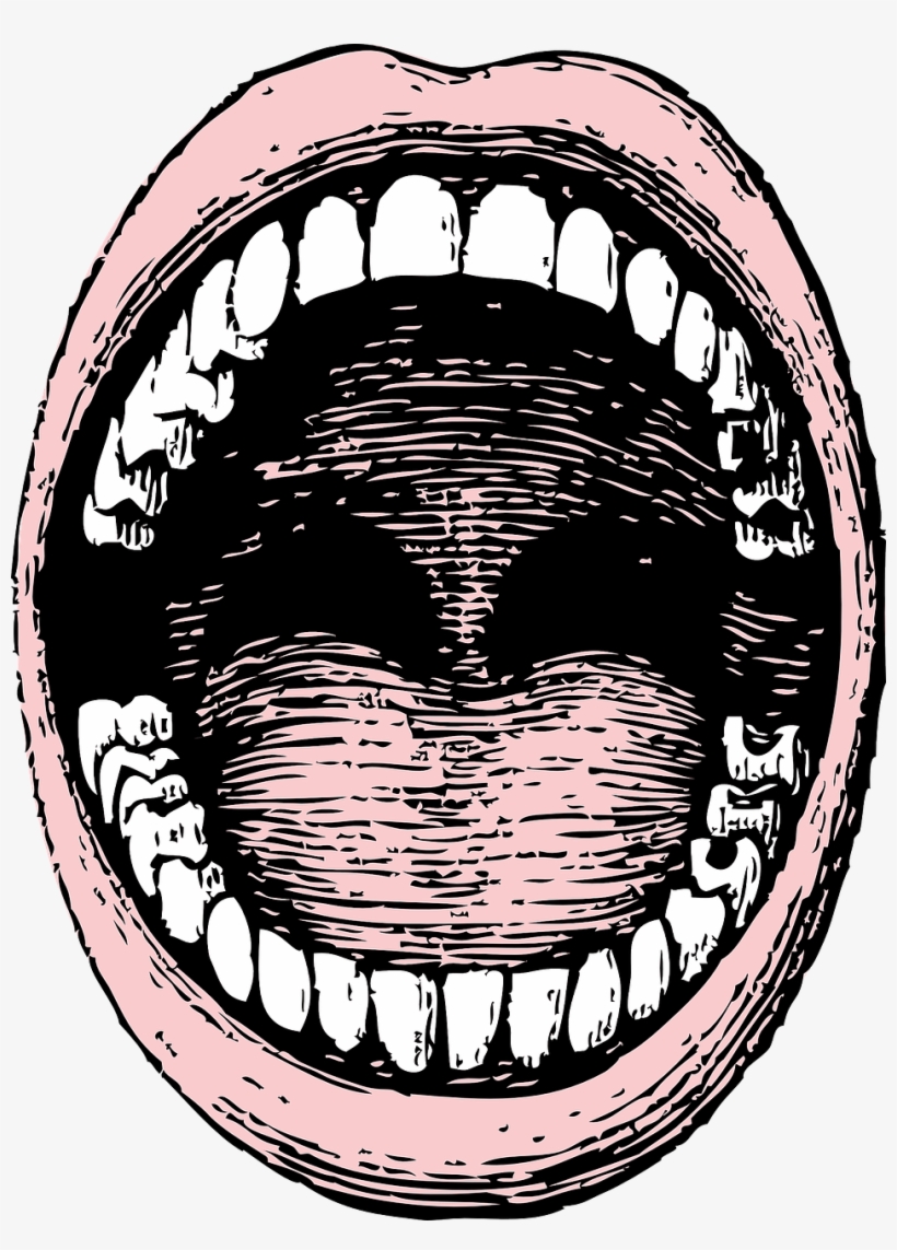 Head, Black, View, Diagram, Outline, Drawing, Open - Open Mouth Drawing, transparent png download