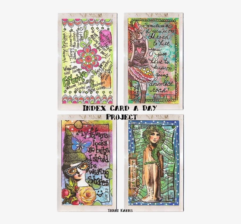 A Few More June Journal Pages Created From 3"x5" Index - Floral Design, transparent png download