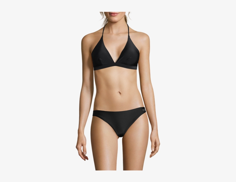 Halterneck Bikini Top - Black Collared Bodysuit, transparent png download