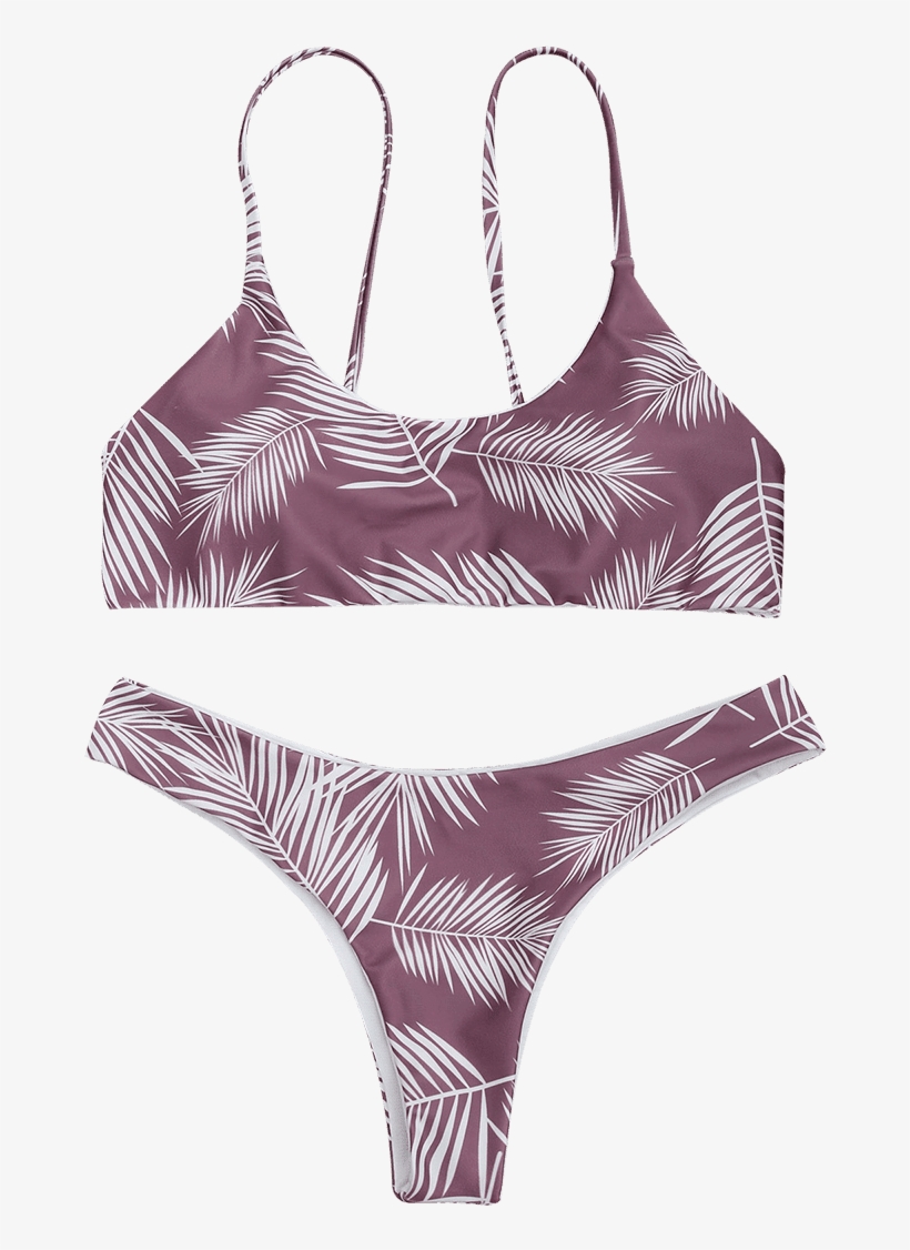 Dropship Palm Leaf Cami Padded Bralette Bikini Set - Bikini, transparent png download