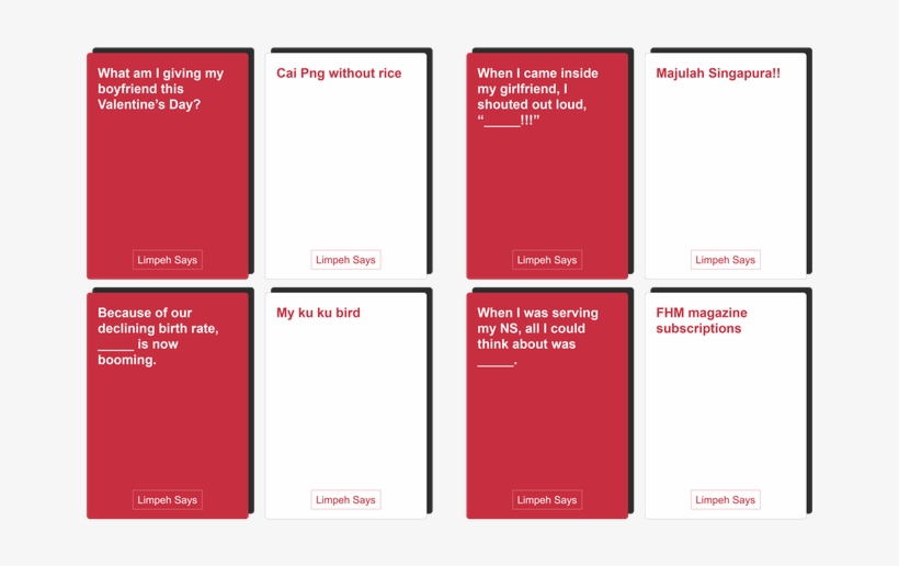 Limpeh Says Cards Against Humanity - Limpeh Says Card Game, transparent png download