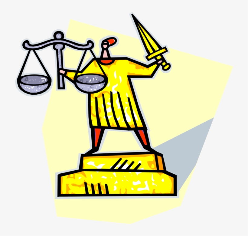 Vector Illustration Of Justice Scales With Lady Justice - Impartial, transparent png download