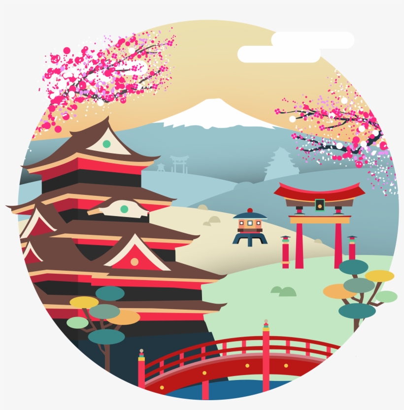 Tokyo, Japan Vector Illustration - Japan Vector PNG Image | Transparent