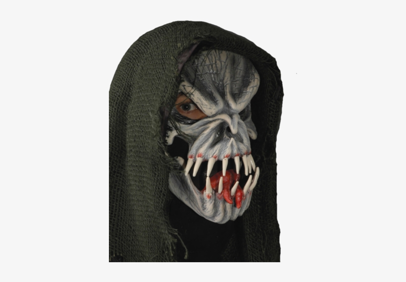 Horror Mask 'evil' With Hood - Halloween Moving Jaw Mask, transparent png download