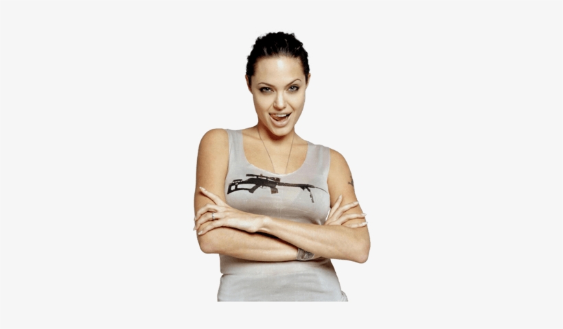 Tshirt Angelina Jolie - Angelina Jolie Gun Shirt, transparent png download