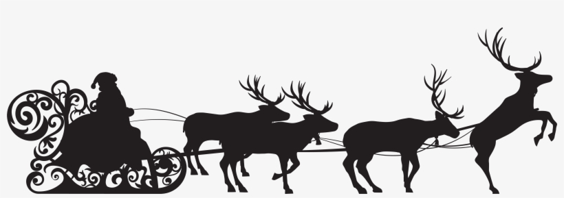 Claus On Sled Clip - Santa Claus Silhouette Png, transparent png download