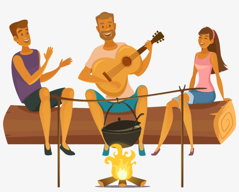 Hand Drawn Characters Playing Guitar Elements - Vector Graphics, transparent png download