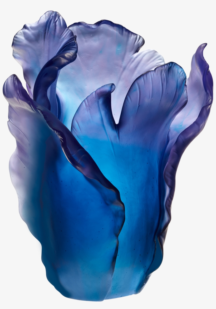 Daum Tulip Large Vase In Blue & Purple - Daum Crystal Blue Tulip Vase, transparent png download
