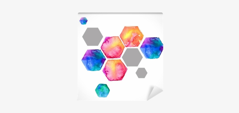 Watercolor Bright Hexagon Over White Wall Mural • Pixers® - Watercolor Painting, transparent png download