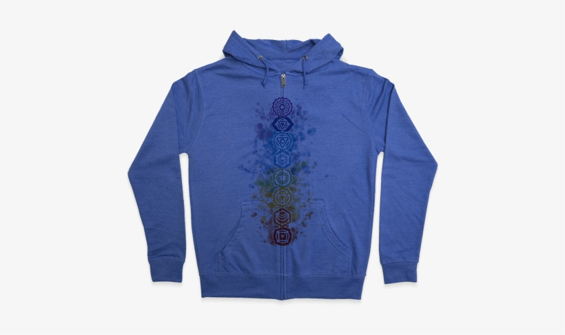 Watercolor Chakra Symbols Zip Hoodie - Hoodie, transparent png download