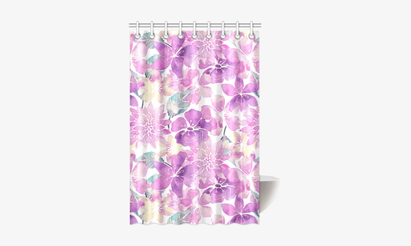 Pastel Watercolor Flower Pattern Shower Curtain - Patchwork, transparent png download
