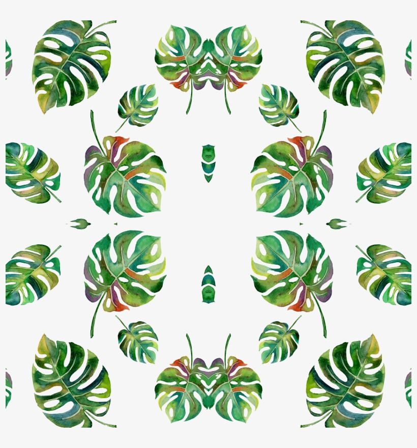 Tropical Island Palms Palm Leaves Watercolor Giftwrap - Minimalistic Wall Art - A3 Poster Met Boho Bladeren, transparent png download