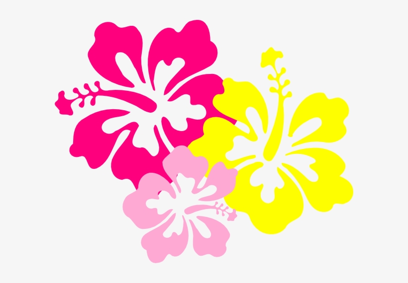 Rose Bouquet Clip Art Of Pink, Red, And Yellow Flowers - Hibiscus Clip Art, transparent png download
