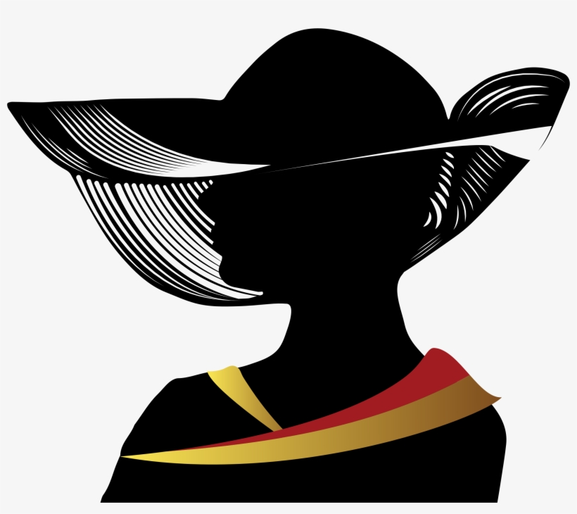 Woman Silhouette With Hat - Woman Wearing Hat Silhouette, transparent png download