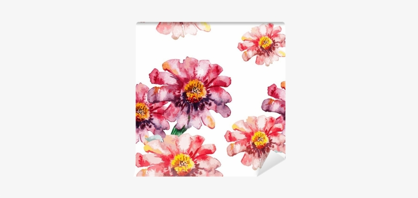Seamless Texture Of Watercolor Flowers Wall Mural • - Watercolor Painting, transparent png download