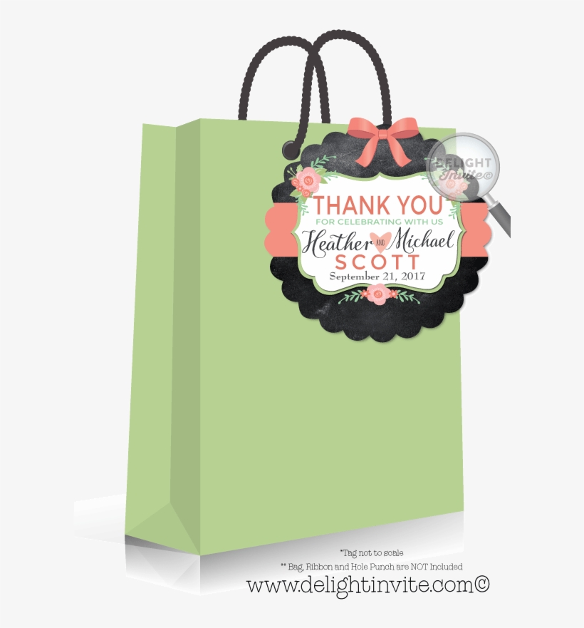 Vintage Chalkboard Wedding Favor Tag - 40th Birthday Black Thank You Tag, transparent png download