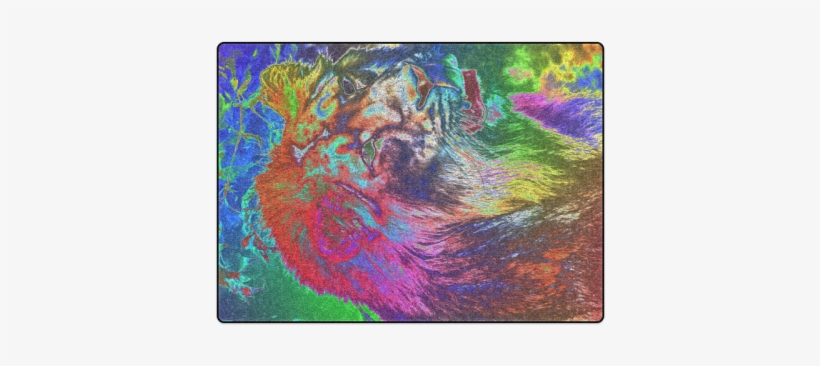 Neon Lion Blanket - Painting, transparent png download