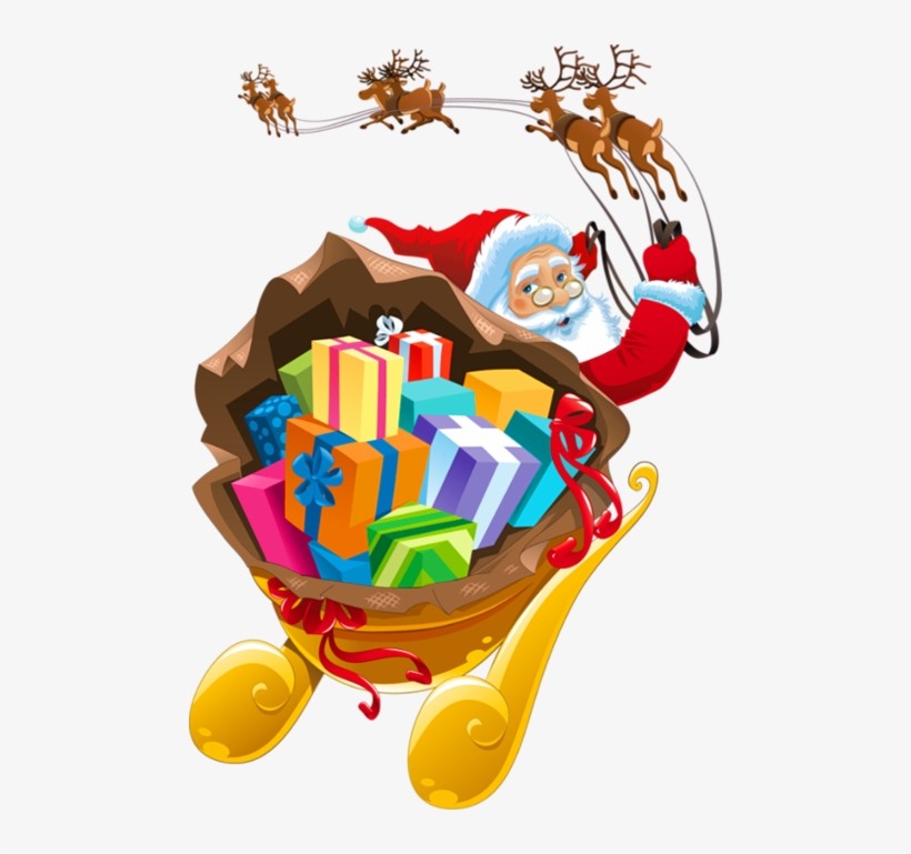 Transparent Santa Claus-with Sled - Santa Claus Sled Png, transparent png download