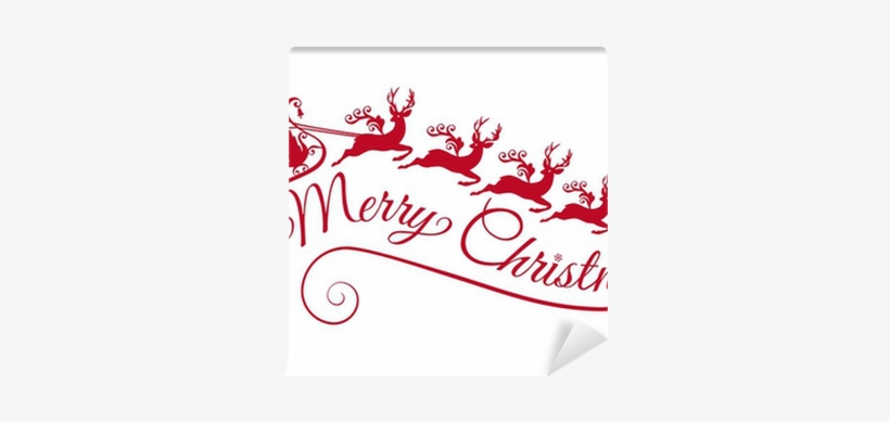 Santa With His Sleigh And Reindeer, Vector Wall Mural - Santa Claus With His Sleigh Pillow Case, transparent png download