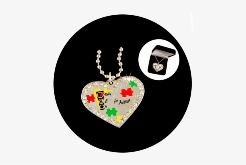 Beautiful Silvertone Large Single Heart Autism Puzzle, transparent png download