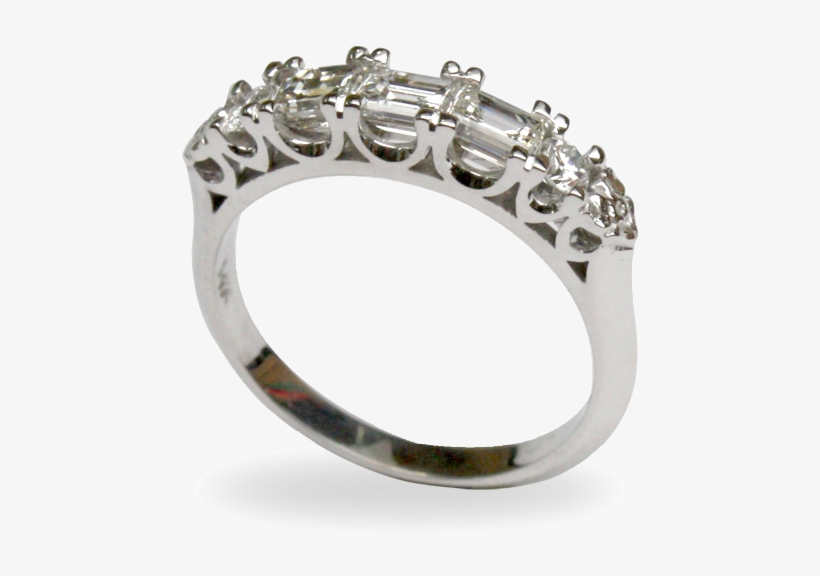 Wedding Band 14k White Gold Baguette Diamonds Wedding - Gold, transparent png download