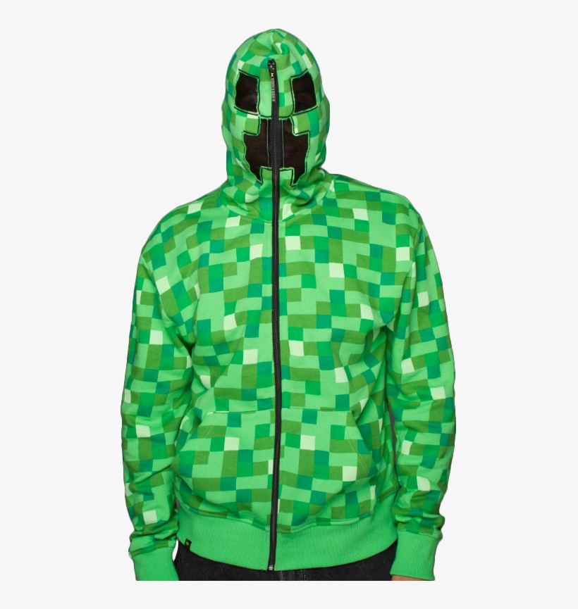 Download Premium Adult Minecraft Creeper Zipup Hoodie Transparent