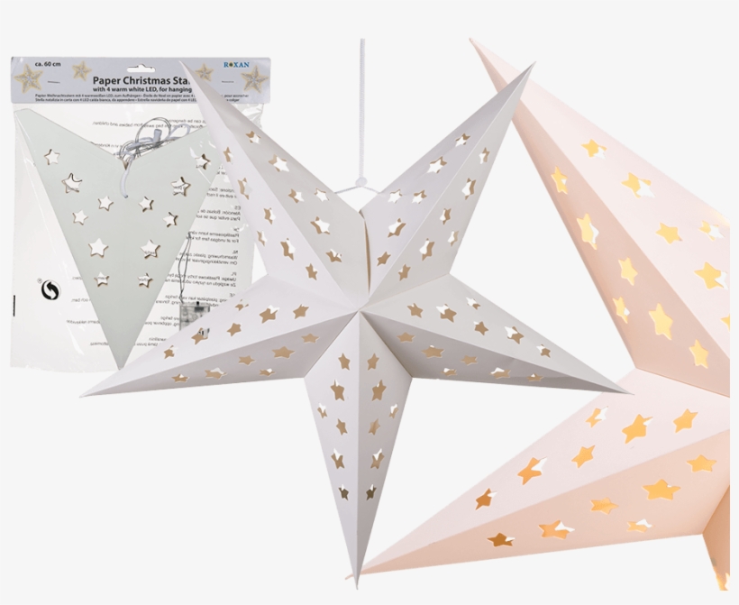 White Paper Christmas Star With 4 Warm White Led For - Stella Di Carta Da Appendere, transparent png download