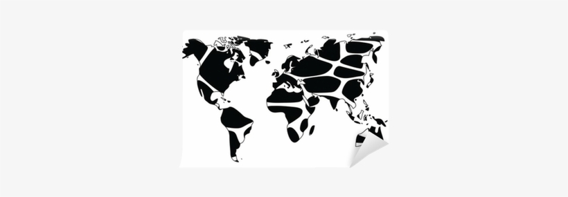 World Map In Animal Print Design, Black And White Wall - Png World Map Blank, transparent png download