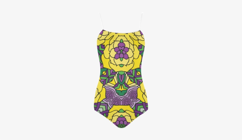 Mariager, Mardi Gras Yellow Purple Green Strap Swimsuit - Yellow, transparent png download