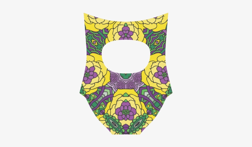 Mardi Gras Yellow Purple Green Strap Swimsuit Video - Cushion, transparent png download
