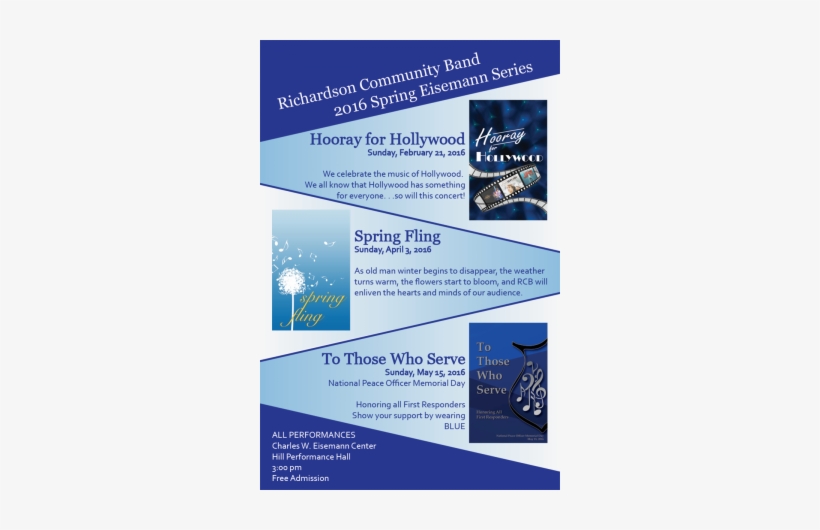Richardson Community Band Presents "spring Fling" - Flyer, transparent png download