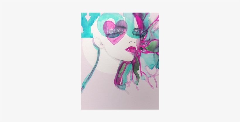 Woman Portrait - Poster: Ismagilova's Woman Portrait .abstract Watercolor, transparent png download