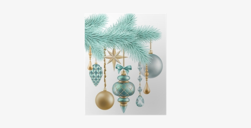 Christmas Background, Fir Branch And Hanging Balls - Christmas Day, transparent png download