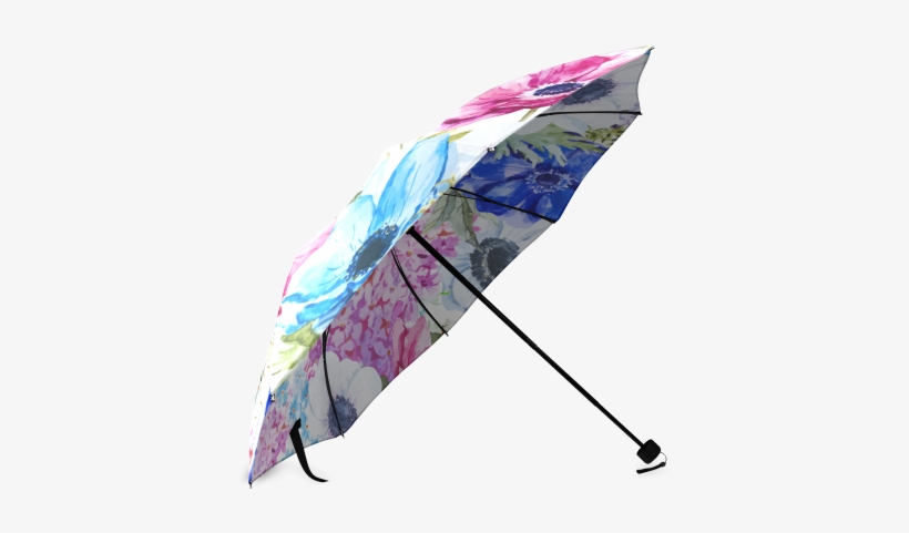 Watercolor Floral Pattern Foldable Umbrella - Umbrella, transparent png download