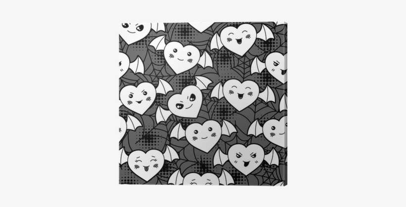 Seamless Halloween Kawaii Cartoon Pattern With Cute - Drawing, transparent png download