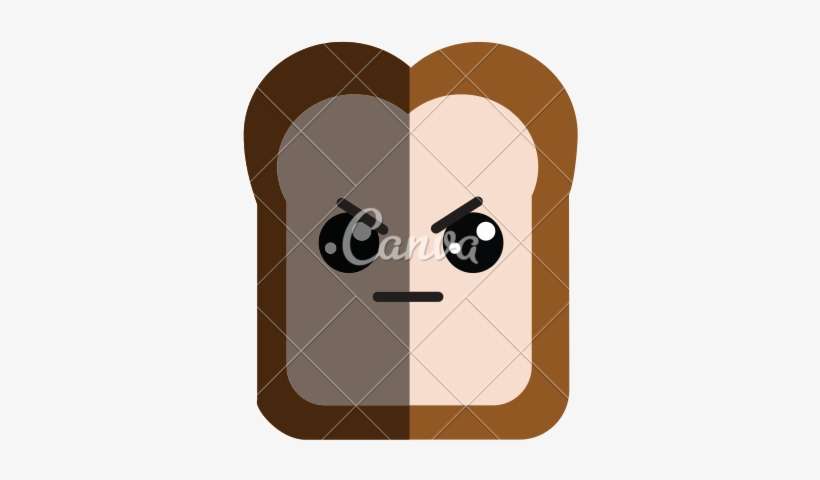 Kawaii Cute Angry Bread Icon Icons By Canva - Heart, transparent png download