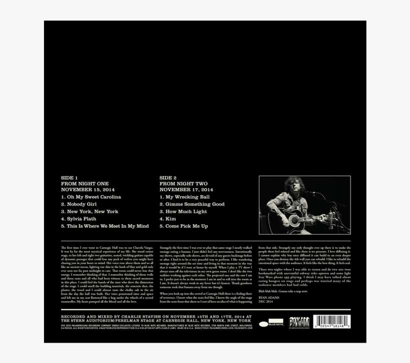 Last Call For Week Of April 20th, - Ryan Adams - Ten Songs From Live At Carnegie Hall [vinyl], transparent png download