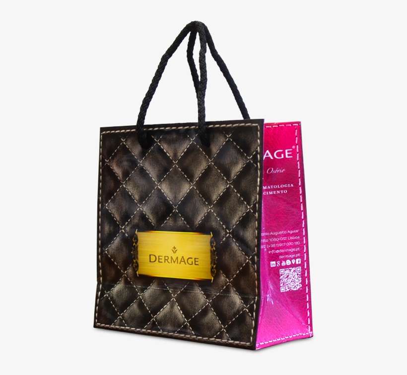 Saco De Papel Asa Cordão Luxo Personalizado Dermage - Tote Bag, transparent png download