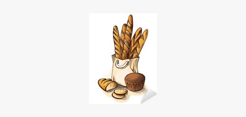 Watercolor Fresh Bread In Paper Bag In Graphic Style - Watercolor Painting, transparent png download
