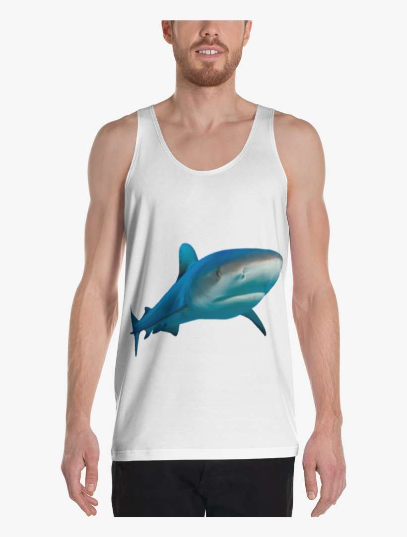 Great White Shark Print Unisex Tank Top - Sleeveless Shirt, transparent png download