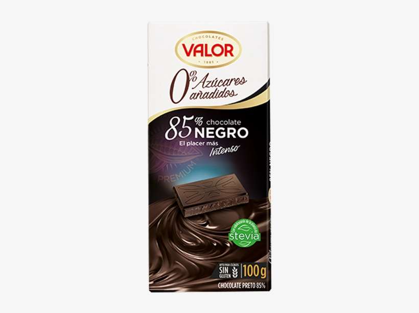 Chocolate Negro 85% 0% Azúcares Añadidos - Valor No Sugar Added Dark Chocolate Mousse Orange 150gms, transparent png download
