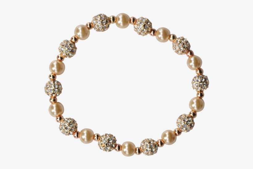 Gold/champagne Pearl Disco Ball Stretchy Beaded Bracelet - Gold, transparent png download