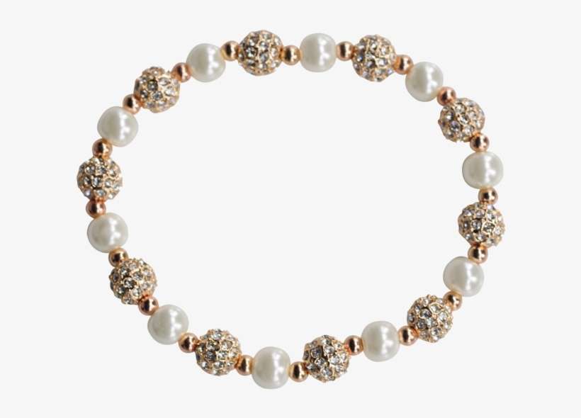 Gold/white Pearl Disco Ball Stretchy Beaded Bracelet - Pearl, transparent png download