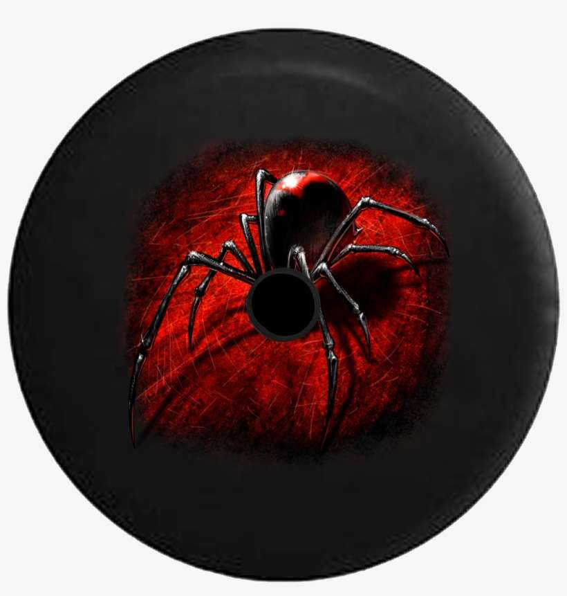 Jeep Wrangler Jl Backup Camera Day Black Widow Spider - Tirecoverpro Black Widow Spider On Red Web - 3d Look, transparent png download