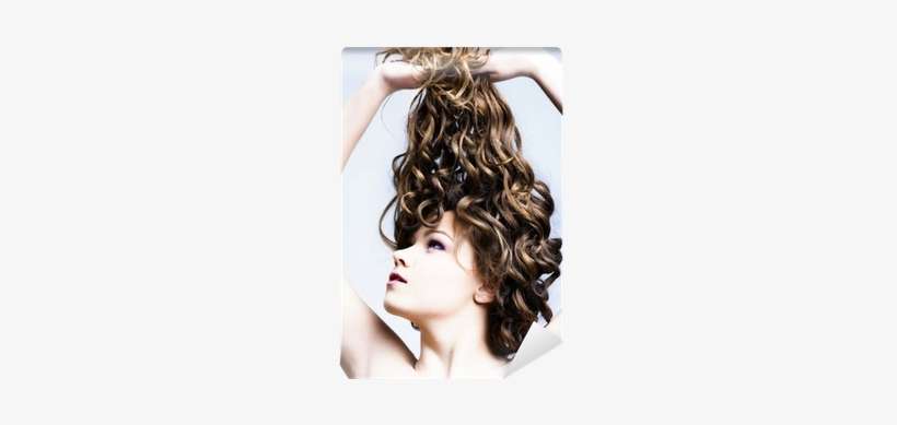 Beautiful Woman With Long Curly Hair Wall Mural • Pixers® - Long Curly Hair, transparent png download