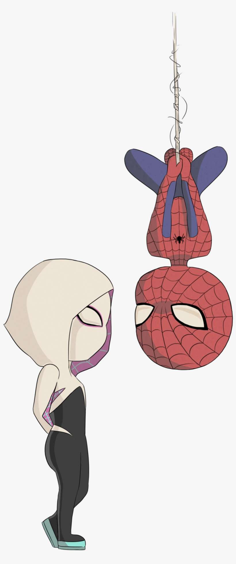 [teepublic] Spiderman And Spider-gwen By Meggiemoooooo - Chibi Spiderman And Spider Gwen, transparent png download