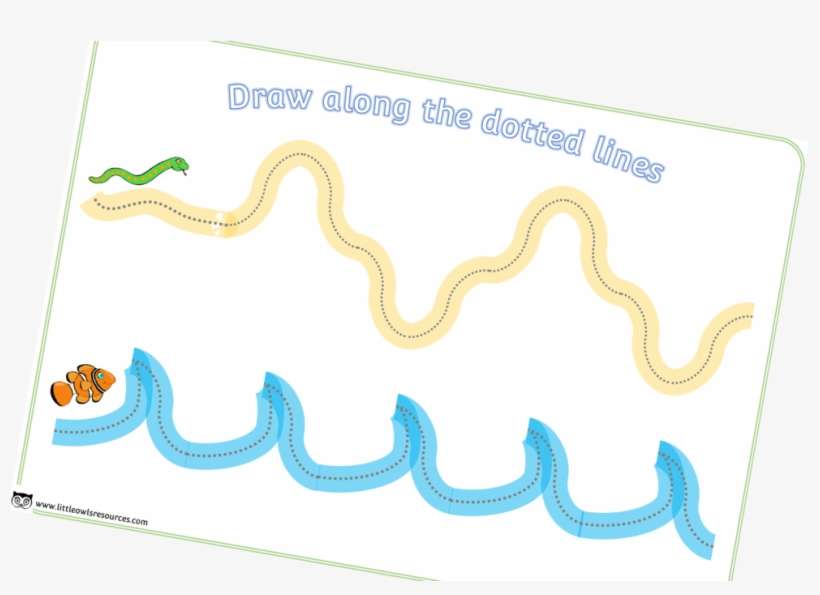 Draw Along The Dotted Lines Fine Motor Skills Snake - Drawing, transparent png download